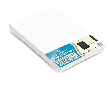 FIS Magnetic Folder Italian PU Cover with Writing Pad, Ivory Paper, A4 Size, Single Ruled 96 Sheets with Gift Box, Black Color - FSMFEXNBA4BK