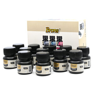 Brons Pack Of 12 Drawing Ink 20 Ml, Black -KRIKBR-317BK