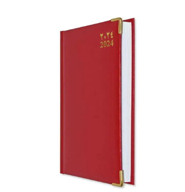 Fis 2024 A5 Diary,Gold Corenrs, (Arabic/English) Vinyl 1Side Padded Red -FSDI22AE24RE