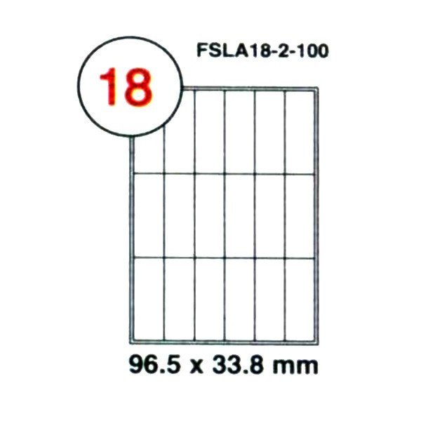 FIS Multipurpose Laser Labels, Colour White, Size 96.5X33.8MM, (18 Sticker x 100 Sheet) A4 Size, E.U. Origin Material - FSLA18-2-100