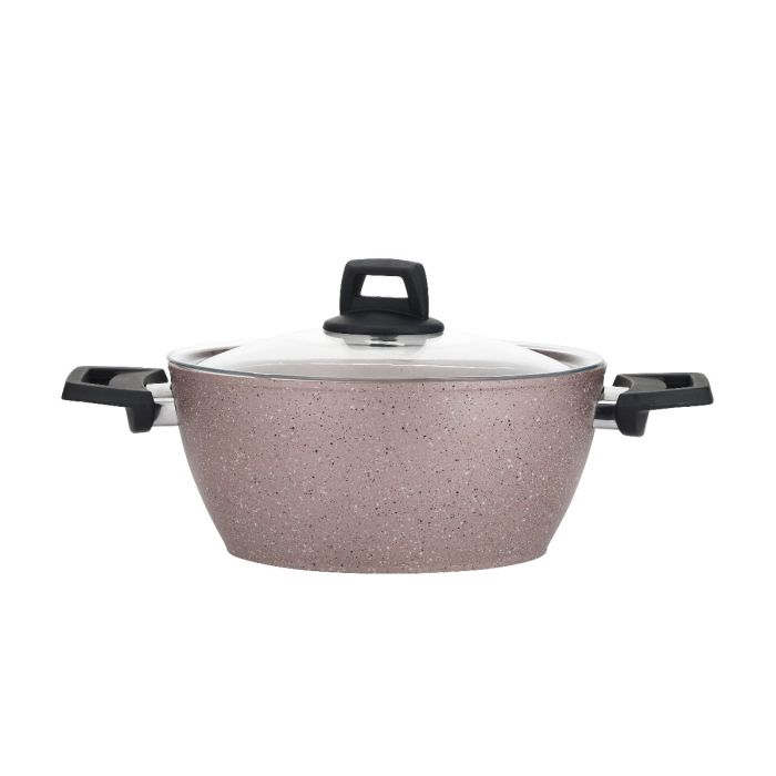 Royalford Scoria 9pcs Granite Coated Cookware Set, RF10979 Pink
