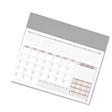 FIS Year Planner 2024 (Arabic/English) PVC Desk Blotter, Grey - FSDK2AE24GY