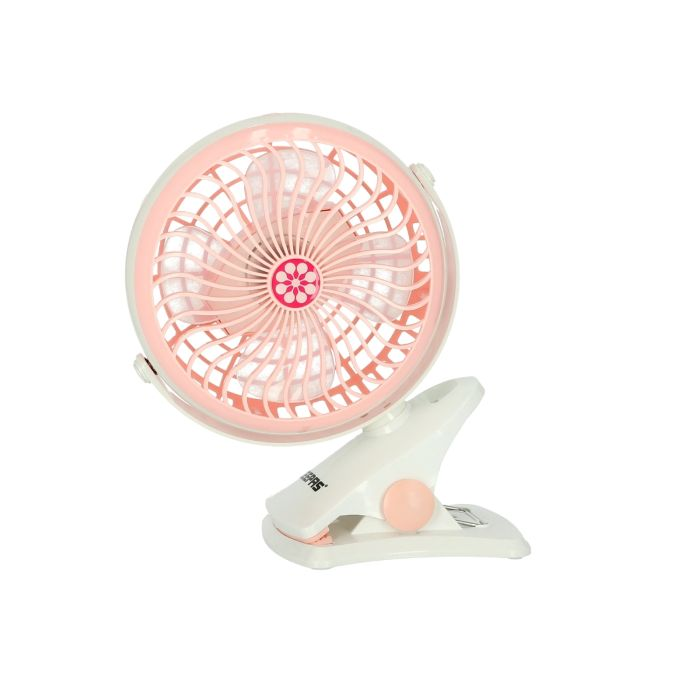 Geepas Rechargeable Clip Convertible Table 18650mAh -Top & Clip Fan - Two Quiet Speeds - Ideal For The Home, Office, Dorm & More, Comes With Led Lights | 2 Years Warranty