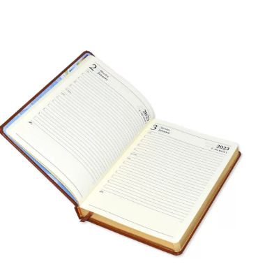 FIS A5 Diary 2023 English Golden Bonded Leather, Brown - FSDI26EGB23BR