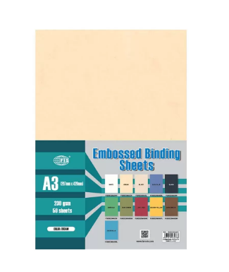 FIS Embossed Binding Sheet 230 gsm Pocket of 50 pieces - FSBDE230A3CR