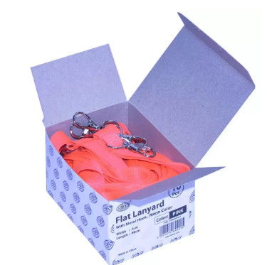 10-Piece FIS Neon Color Flat Lanyards with Metal Hook, Neon Pink Color, 2x90cm - FSNANPI/10