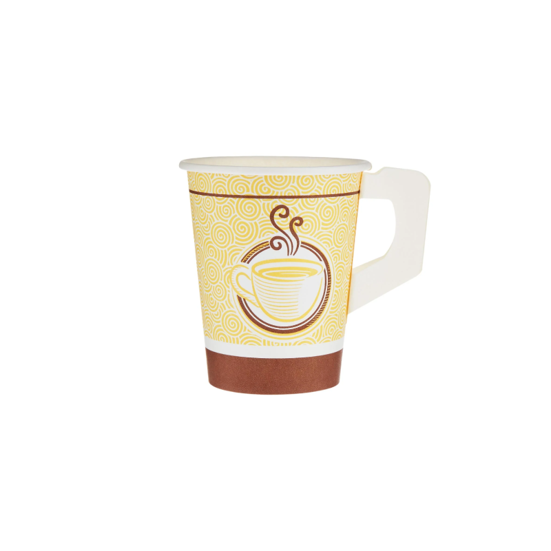 9 Oz Printed Single Wall Paper Cups With Handle 1000 Pieces