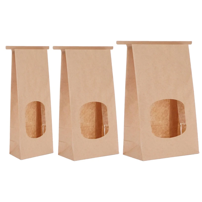 Tin-Tie Brown Bag With Window 500 Pieces Medium Size