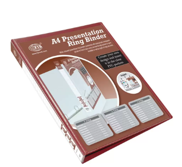 FIS Color Presentation Binder 2D Ring, Maroon Color, A4 Size, 25mm Ring Size, 1.50 Inch Spine Colonne - FSBD225DPBMR