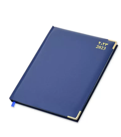 FIS 2023 Executive Diary (Arabic/English/French) Vinyl 1-Side Padded Gold Corner Blue - FSDI89AEFVG23BL