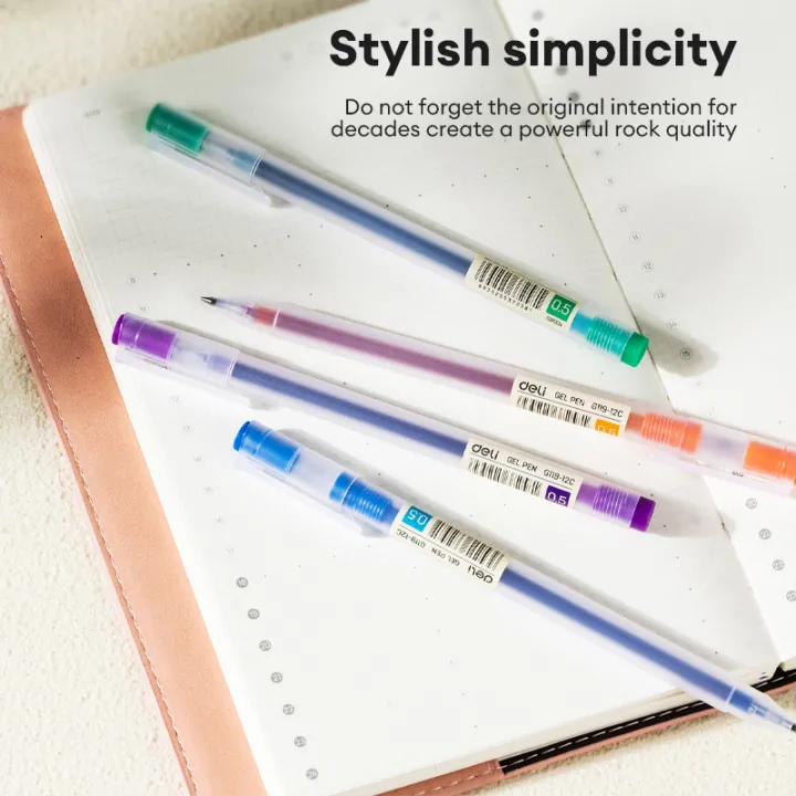 Deli EG119-12C Color Gel Pen 0.5mm Bullet (Mixed Color) (12Pcs/Box)