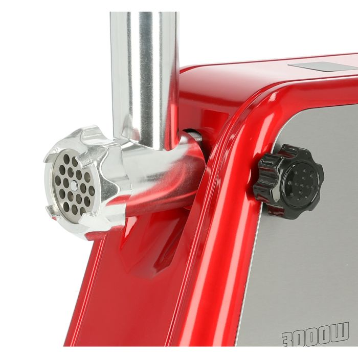 Geepas 1600W Electric Meat Grinder - Reverse Function Aluminum Gearbox Metal Gears, 3 Metal Stainless Steel Cutting Plates, Accessories, Metal Gears, Stainless Steel Blade - 2 Years Warranty