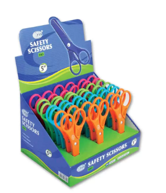 FIS Plastic Scissors 5 Inch Size, Pack of 24 Pieces, Assorted Colors - FSSE03D