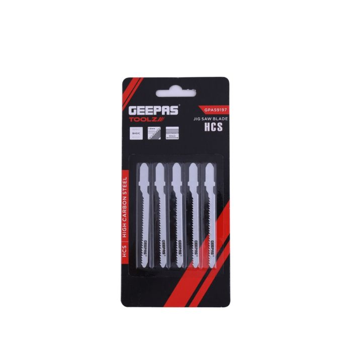 Geepas 5Pcs Jigsaw Blades - 50mm Wide & 76mm Length, Cutting Capacity Up To 15mm | Compatible With All Brands Jigsaw