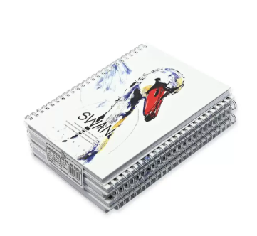 FIS Pack Of 5 Spiral Hard Cover Notebook, 96 Sheets A5 Swan Design 2 -FSNBSHCA596-SWA2