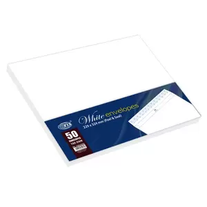 FIS White Envelopes Peel & Seal, Pack of 50 Pcs. C4 (229 X 324 mm), 100 GSM - FSWE1042P50