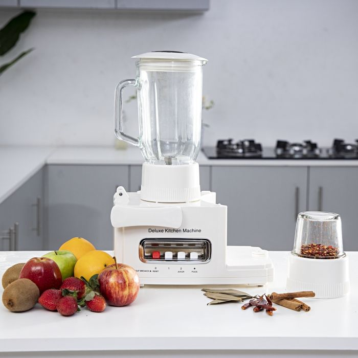 Geepas 10-In-1 Food Processor & Juicer | Multifunctional Smoothie Maker, Juicer, Compact Electric Blender, Chopper & Grinder | 1.5L Jar, 2-Speed Pulse Function For Ice Crusher | 400W - 2 Years Warrant