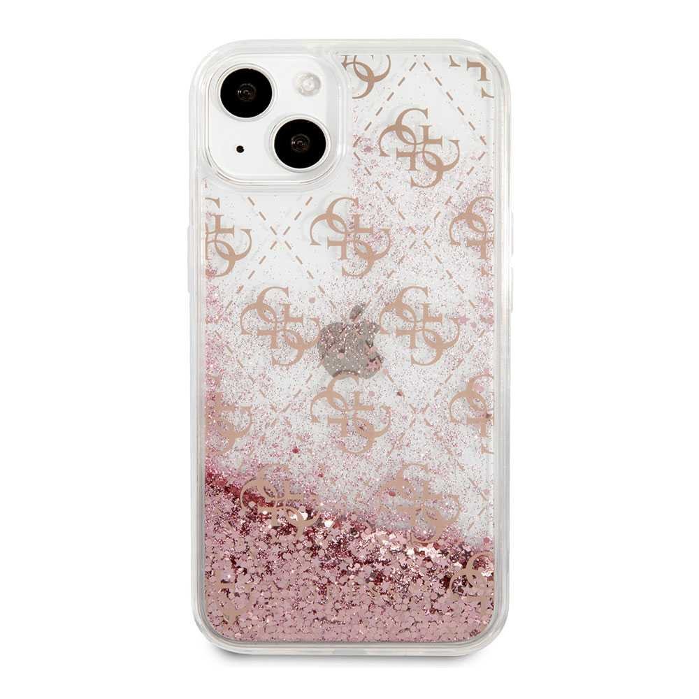 Guess Liquid Glitter Case 4G Pattern For iPhone 13 (6.1") - Pink/Gold