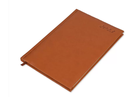 FIS Diary 2023 English (1-Week at a glance) A5, Italian PU, 1-Side Padded, Brown - FSDI78EP23BR