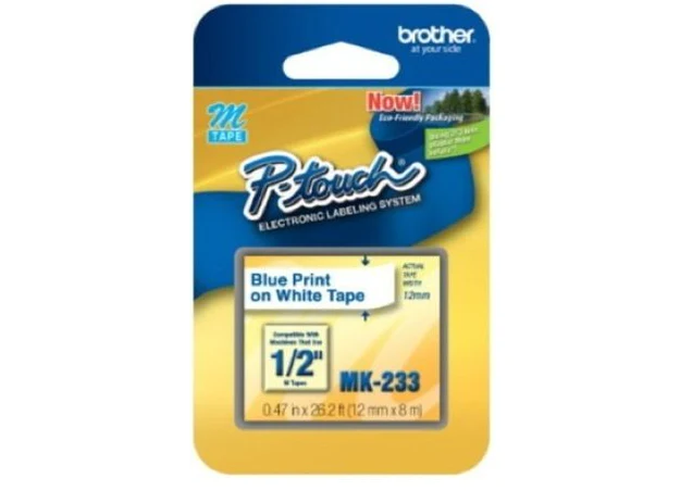 Brother P-touch 12mm MK-233 Tape, Blue on White