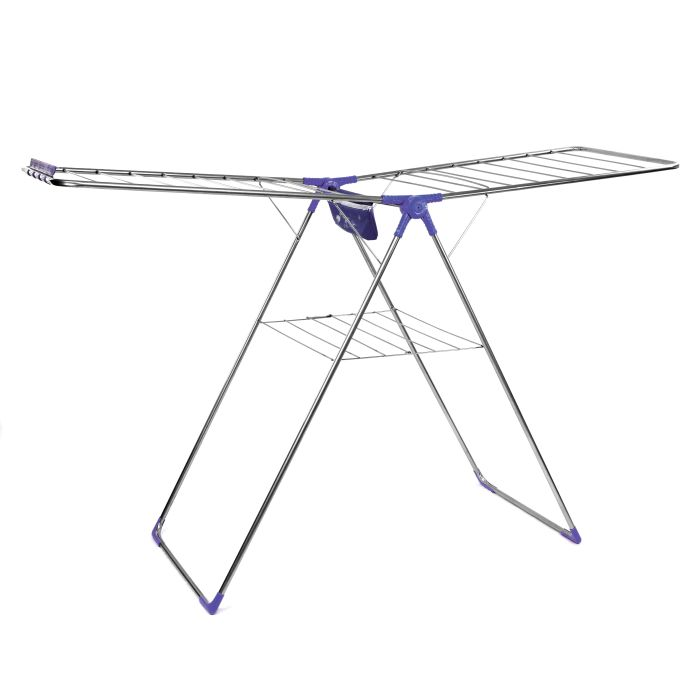 Royalford RF7137 Large Folding Clothes Airer 180x55 Cm - Drying Space Laundry Washing |Durable Metal Drying Rack | Multifunctional Air Dryer Ideal For Indoor And Outdoor | Easy Store 2 Folding Winged 