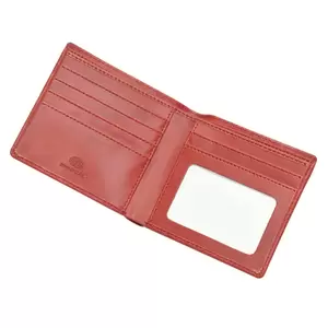 FIS Italian PU Bifold Design Wallets Polyurethane For Men, ID Card Window, 6 Card Slots, 2 Sideways Pockets, Divided Bill Compartments, Maroon Colour, Closed Size 100 x 105 mm - FSPQMRD6
