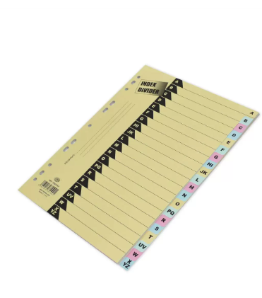 Pack of 12 Pieces A4 Color Board Divider (A-Z) English Yellow