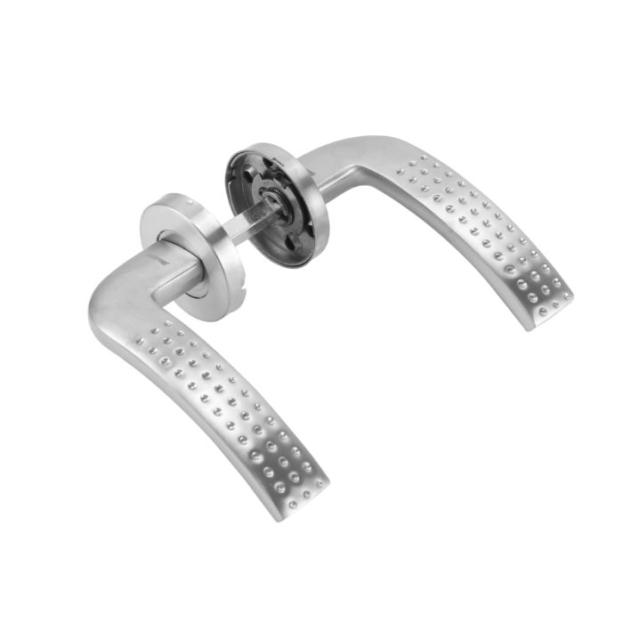 Geepas Mortise Rosette Solid Lever Handle 19mm - Door Handles | Firm Grasp | Rotate Door Lock | Interior | Satin Nickel Finish | 304 Stainless Steel | Premium Quality For All Internal Doors (Curve Sha