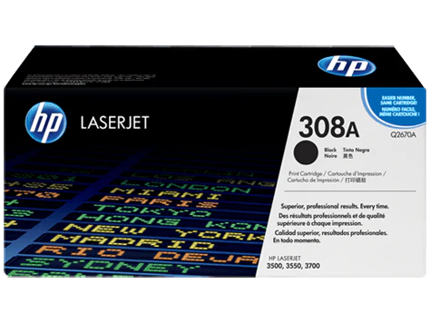 HP 308A Black Original LaserJet Toner Cartridge (Q2670A)