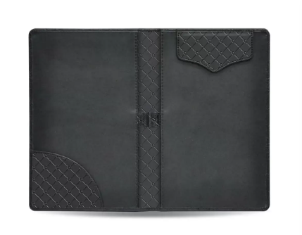 Executive Bill Folders Black Color, Italian PU Covers with Magnetic Flap, Pen Holder, Round Corners, Gift Box, 155 x 245 mm - FSCLBFBKD2