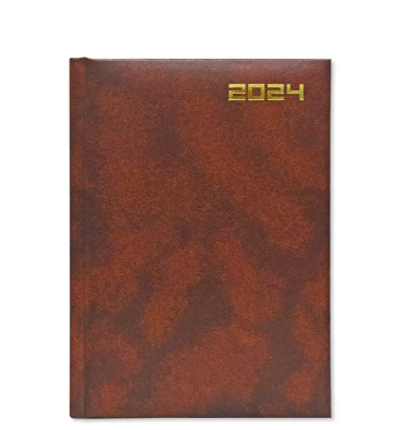 Fis 2024 Russian Diary (Russian/English), A5 Vinyl, 1 Side Padded, Brown -FSDIRU0124BR