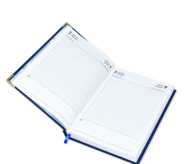 Fis 2023 A5 Diary,Gold Corenrs, (Arabic/English) Vinyl 1Side Padded Blue -FSDI22AE23BL