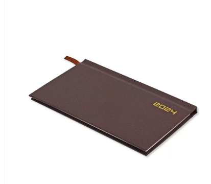 Fis 2024 Slim English Diary Vinyl Hard Cover Chocolate -FSDI51E24CH