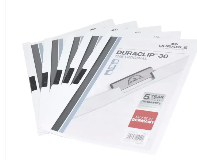 25-Piece Durable Plastic Duraclip File, A4 Size, White Colour - DUPG2200-02