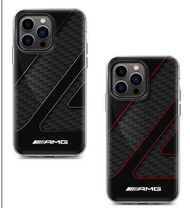 AMG Transparent Double Layer Case With Checkered Flag Pattern For iPhone 14 Pro - Black and red