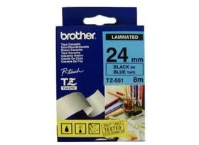 Brother P-touch 24mm TZ-551 Laminated Tape, 8 m, Black on Blue