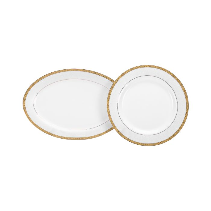 Royalford 47Pcs Ovation Fine Bone Round Dinner Set - Portable Design Plates, Bowl, Pot, Cups & Saucer | Comfortable Handling | Perfect For Everyday Use, & Get- Together, Restaurant, Banquet & More