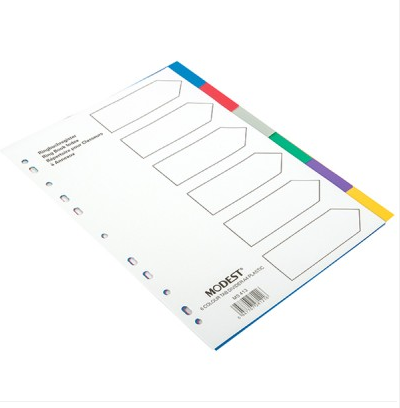 Modest DIVIDER 6 Tab colour PVC