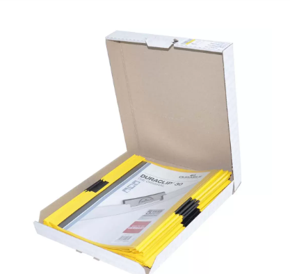 25-Piece Durable Plastic Duraclip File, A4 Size, Yellow Colour - DUPG2200-04