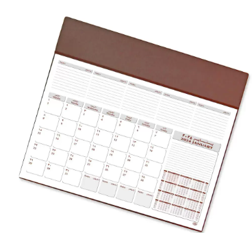 FIS Year Planner 2024 (Arabic/English) PVC Desk Blotter, Brown - FSDK2AE24BR