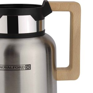 Royalford Vacuum Jug With Wooden Handle - Stainless Steel - Multicolor - 12 LITER