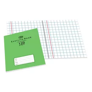 FIS Exercise Books 15 mm Square with Left Margin, 120 Pages, Pack of 12 Pieces, 16.5 x 21 cm Size - FSEBSQ15120N