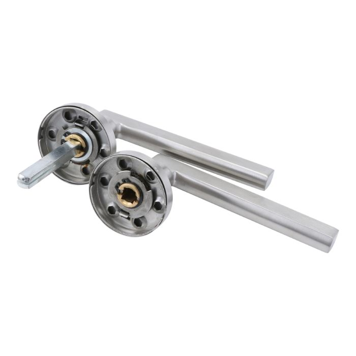 Geepas Mortise Rosette Solid Lever Handle - Door Handles | Firm Grasp | Rotate Door Lock | Interior | Satin Nickel Finish | 304 Stainless Steel | Premium Quality For All Internal Doors
