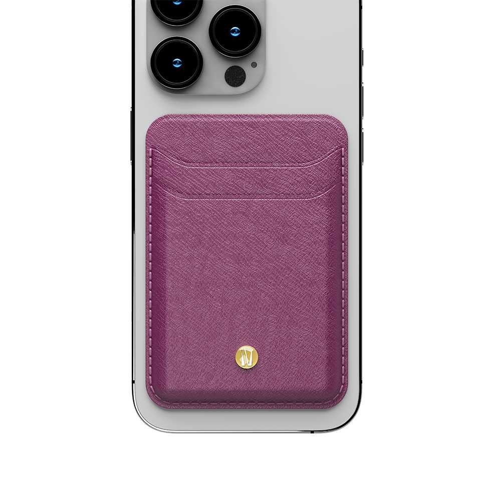 Levelo Bond Genuine Leather Magsafe Wallet - Purple