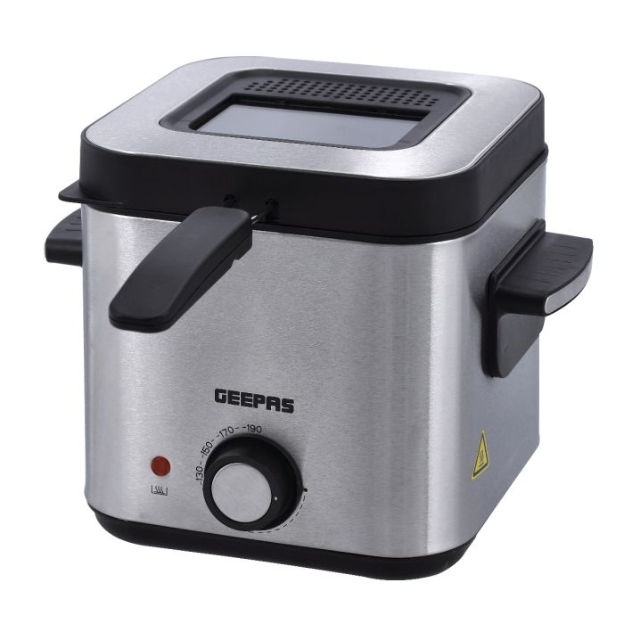 Geepas Deep Fryer With Viewing Window 900W - Adjustable Temperature Control Non Stick Basket With Removable Lid Permanent Filter, Cool Handle | Enjoy Fried Chicken, French Fries | 2 Years Warranty