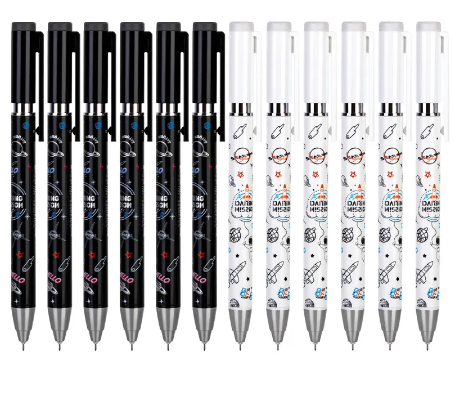 12Pcs/Box Deli A611 Aerospace Press Neutral Pen 0.38mm Gel Pens Full Needle Tube Black Ink Supplies School Office Stationery