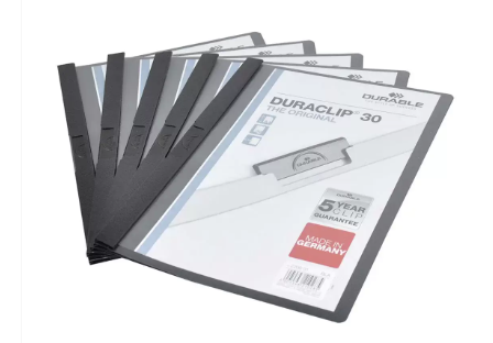 25-Piece Durable Plastic Duraclip File, A4 Size, Black Colour - DUPG2200-01