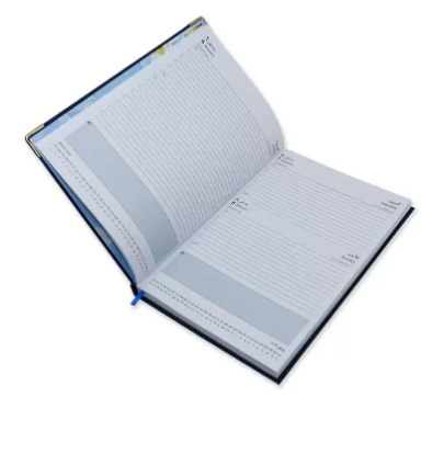 FIS 2023 A4 Diary Arabic/English Vinyl 1-Side Padded Gold Corner Blue - FSDI48AEG23BL