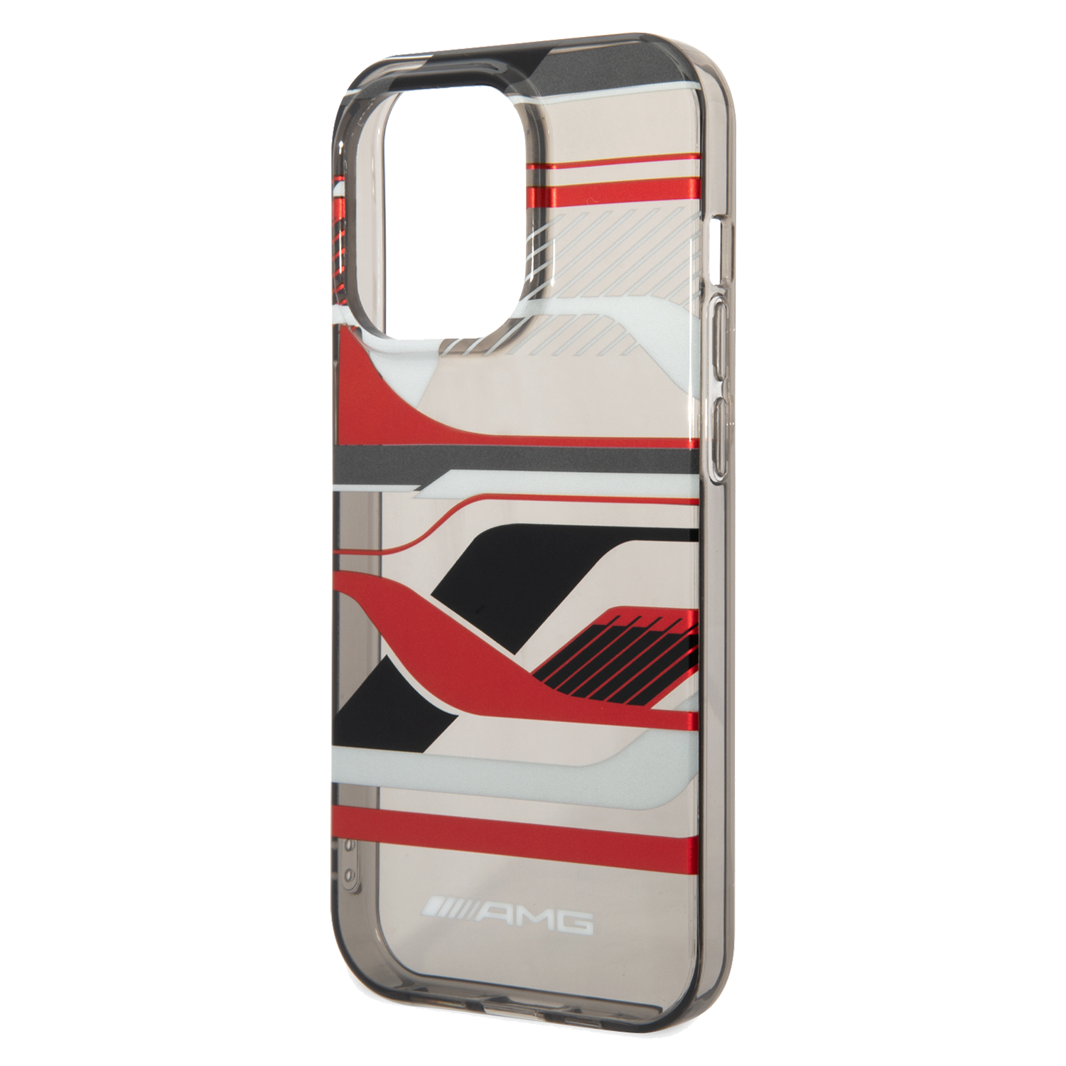 AMG Transparent PC/TPU Case With Expressive Graphic Design For iPhone 14 Pro - Black/Grey