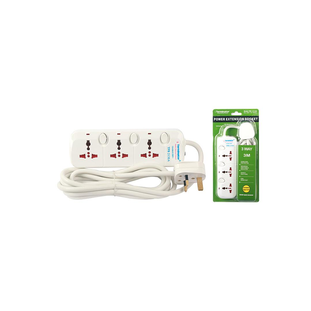 3 Way Universal Power Extension Socket 3M